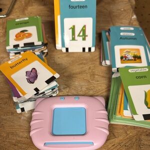 Educational Flash Cards with Pink Card Holder